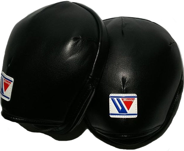 Winning Oval Curved Punch Mitts Black WJapan Boxing