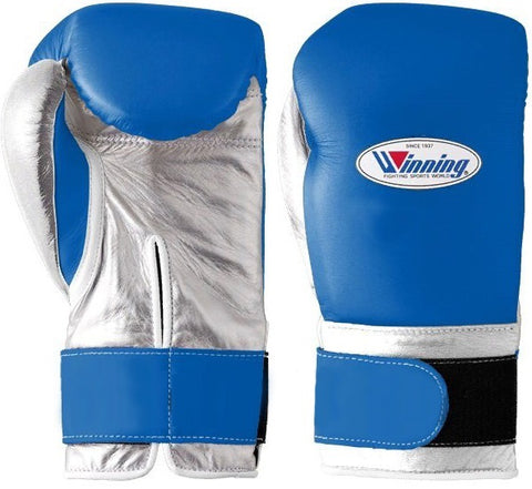 Winning Velcro Boxing Gloves - Blue · Silver - WJapan Store