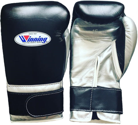 Winning Velcro Boxing Gloves - Black · Silver - WJapan Store