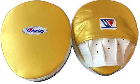 Winning Oval Curved Punch Mitts - Gold · White