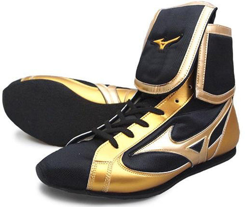 Mizuno Mid-Cut FOLD Type Boxing Shoes - Black · Gold