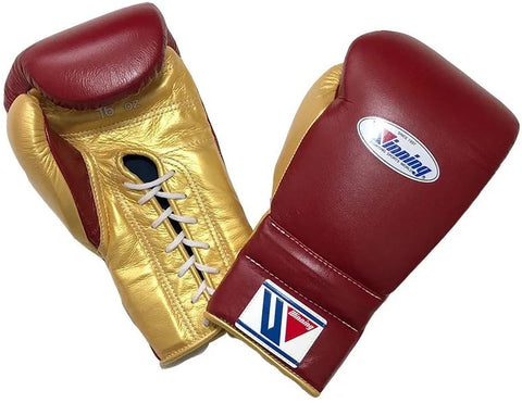 Winning Lace-up Boxing Gloves - Brown · Gold