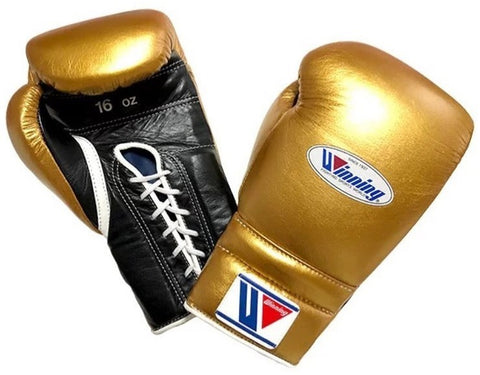 Winning Lace-up Boxing Gloves - Gold · Black