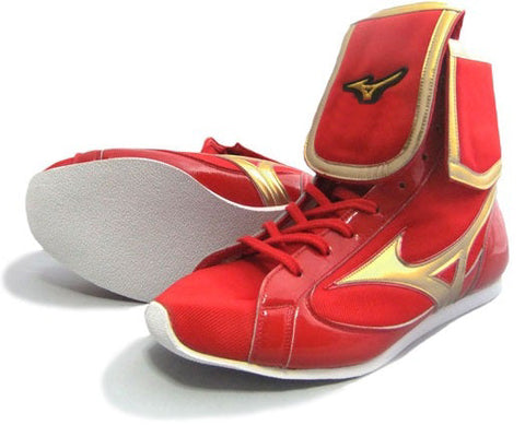 Mizuno Mid-Cut FOLD Type Boxing Shoes - Red · Gold