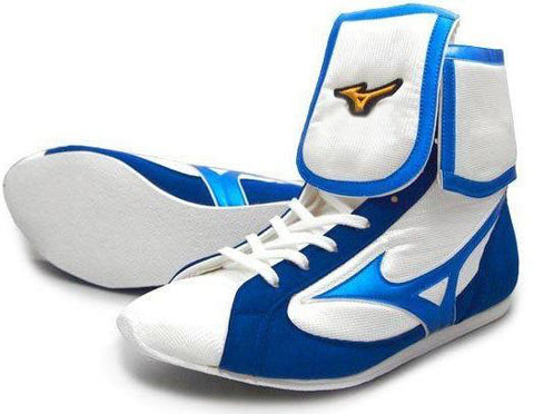 Mizuno Mid-Cut FOLD Type Boxing Shoes - White · Blue