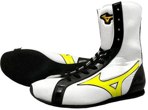 Mizuno High-Cut Type Boxing Shoes - White · Yellow · Black