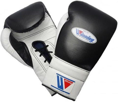 Winning Lace-up Boxing Gloves - Black · White - WJapan Store