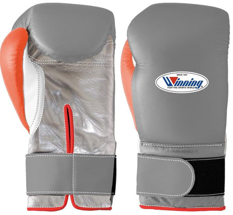 Winning Velcro Boxing Gloves - Gray · Orange · White