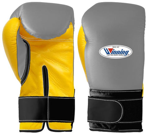 Winning Velcro Boxing Gloves - Gray · Yellow · Black