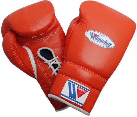 Winning Lace-up Boxing Gloves - Orange