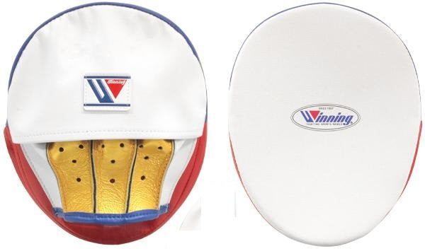 Winning Oval Curved Punch Mitts - White · Gold · Red · Blue