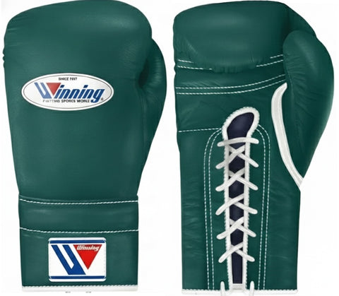 Winning Lace-up Boxing Gloves - Dark Green