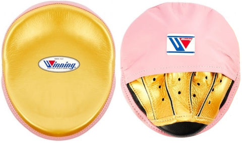 Winning Oval Curved Punch Mitts - Gold · Pink