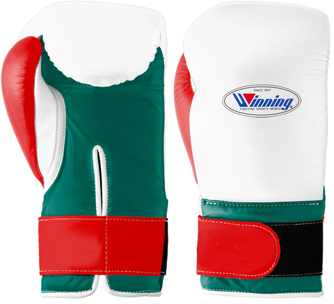 Winning Velcro Boxing Gloves - White · Green · Red - WJapan Store