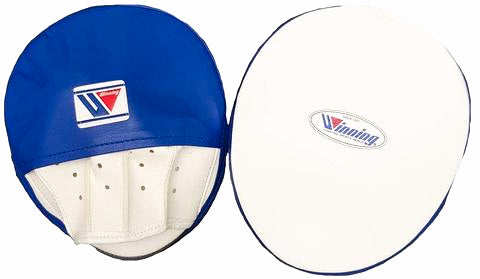 Winning Oval Curved Punch Mitts - White · Blue