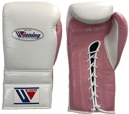 Winning Lace-up Boxing Gloves - White · Pastel Pink - WJapan Store