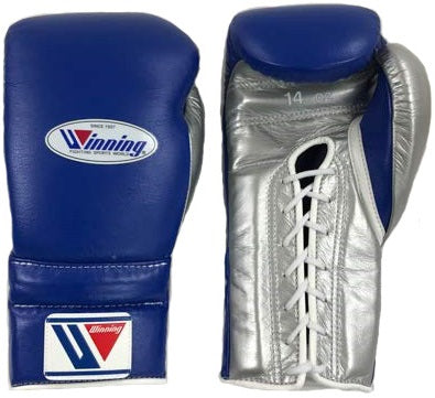 Winning Lace-up Boxing Gloves - Navy · Silver - WJapan Store