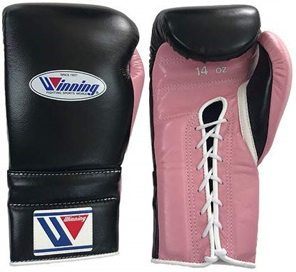 Winning Lace-up Boxing Gloves - Black · Pastel Pink - WJapan Store