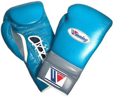 Winning Lace-up Boxing Gloves - Sky Blue · Gray - WJapan Store