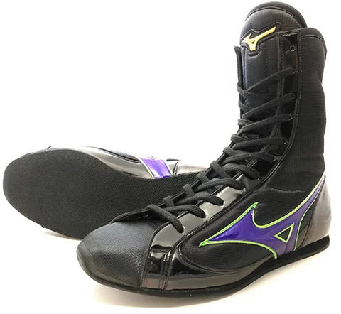 Mizuno High-Cut Type Boxing Shoes - Black · Purple