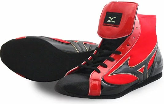 Mizuno Short-Cut Type Boxing Shoes - Black · Red – WJapan Boxing