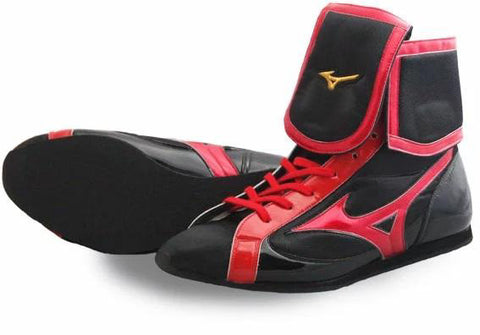 Mizuno Mid-Cut FOLD Type Boxing Shoes - Black · Red