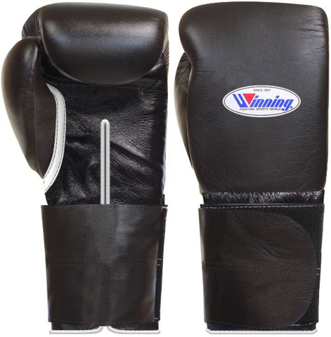 Winning Wide Velcro Boxing Gloves - Black