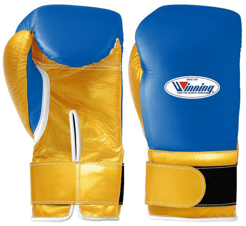 Winning Velcro Boxing Gloves - Blue · Gold