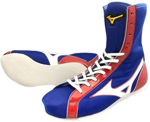 Mizuno High-Cut Type Boxing Shoes - Blue · Red · White
