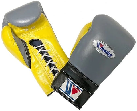 Winning Lace-up Boxing Gloves - Gray · Yellow · Black