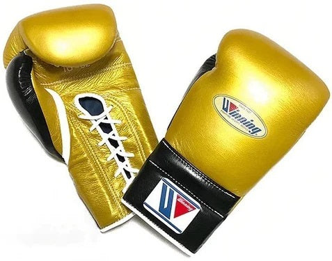 Winning Lace-up Boxing Gloves - Gold · Black