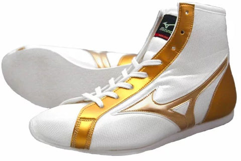 Mizuno Short-Cut Type Boxing Shoes - White · Gold