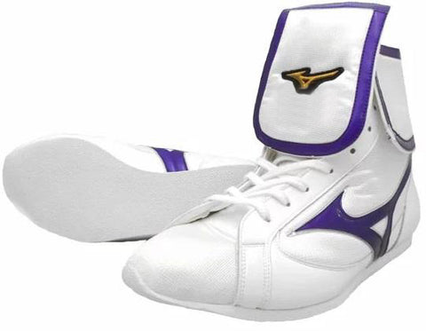 Mizuno Mid-Cut FOLD Type Boxing Shoes - White · Purple