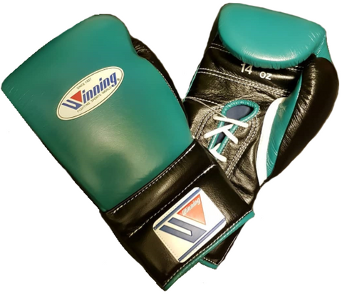 Winning Lace-up Boxing Gloves - Green · Black - WJapan Store