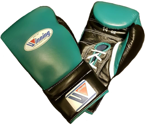 Winning Lace up Boxing Gloves Green Black WJapan Boxing