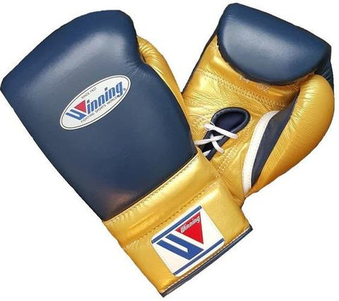 Winning Lace-up Boxing Gloves - Navy · Gold - WJapan Store