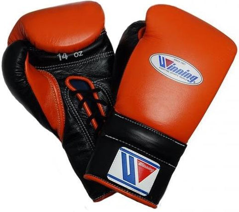 Winning Lace-up Boxing Gloves - Orange · Black - WJapan Store