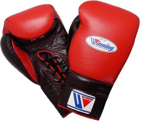Winning Lace-up Boxing Gloves - Red · Black - WJapan Store