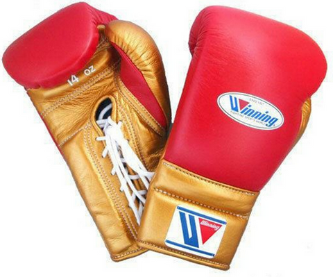 Winning Lace-up Boxing Gloves - Red · Gold - WJapan Store