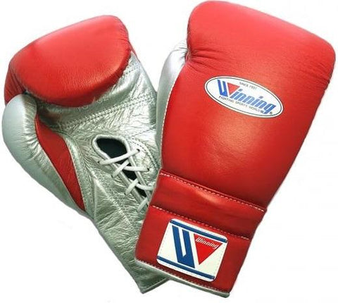 Winning Lace-up Boxing Gloves - Red · Silver - WJapan Store