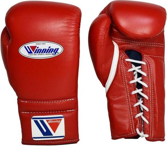 Winning Lace-up Boxing Gloves - Red
