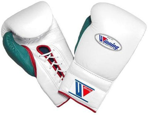 Winning Lace-up Boxing Gloves - White · Green · Red - WJapan Store