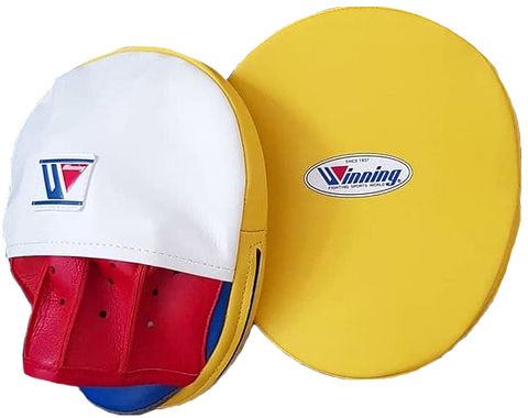 Winning Oval Curved Punch Mitts - Yellow · White · Red · Blue