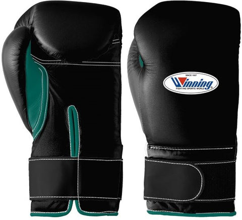 Winning Velcro Boxing Gloves - Black · Green