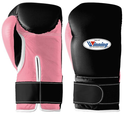 Winning Velcro Boxing Gloves - Black · Pink