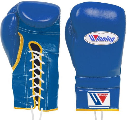 Winning Lace-up Boxing Gloves - Blue · Gold