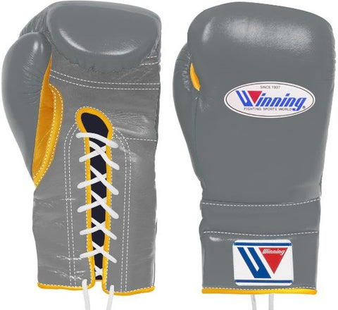 Winning Lace-up Boxing Gloves - Gray · Gold