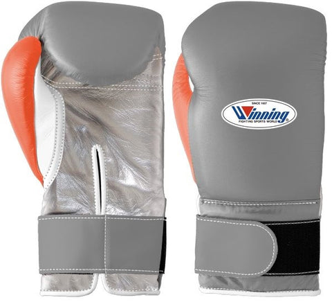 Winning Velcro Boxing Gloves - Gray · Orange · White