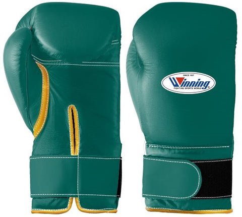 Winning Velcro Boxing Gloves - Green · Gold