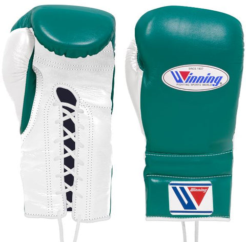 Winning Lace-up Boxing Gloves - Green · White